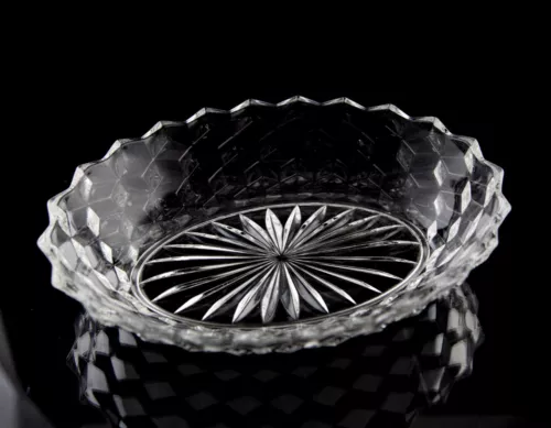 Fostoria American Clear Oval Vegetable Bowl 9.5" Vintage Cube Motif Glass