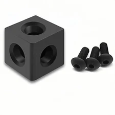 12PC 3030 Cube Connector - 30x30x30mm M8 Black Aluminum Profile Bracket