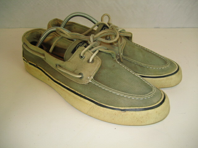 Mens Sperry Top Sider 2-Eye Gray Canvas Slip On Boat Shoes  display picture 2