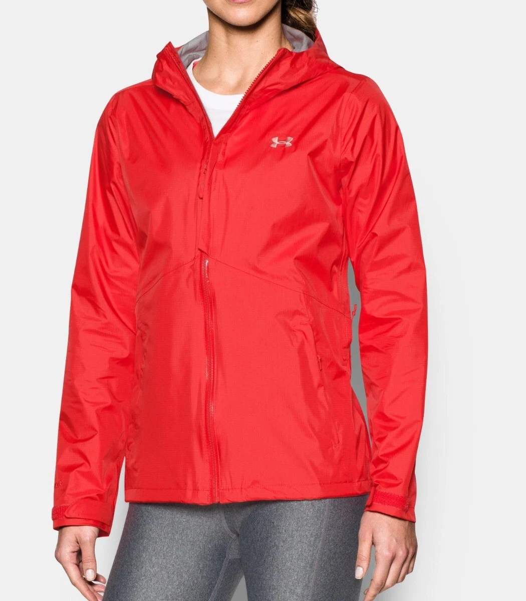 NEW Under Armour UA 1291965 Womens Surge Rain Jacket Hoodie RED