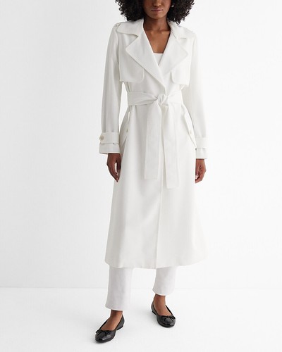 NEW EXPRESS $248 WHITE BELTED TRENCH COAT SZ L LARGE