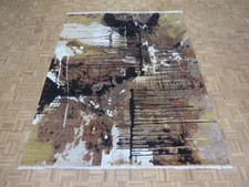 8 x 10 Hand Knotted Multi Color Modern Abstract Oriental Rug With Silk G6979