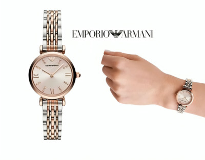 EMPORIO ARMANI AR11223 GIANNI T-BAR SILBER/ROSÉGOLD DAMEN DAMEN QUARZUHR