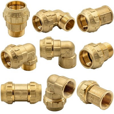 PE Rohr Fittings Messing 25 32 40 Bogen Kupplung Trinkwasser Klemmverbinder DVGW