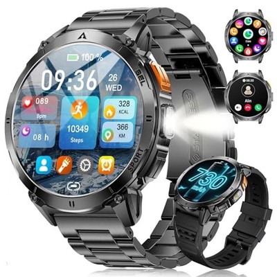  Smart Watches for Men with LED Flashlight/Call, 1,62'' HD AMOLED Screen EF14-G