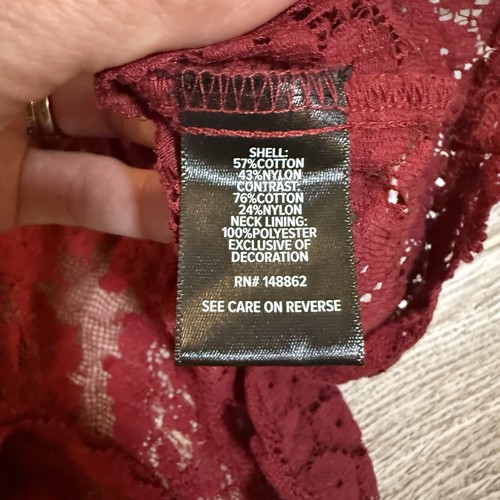 Torrid Womens Top 2X Ruby Red Mixed Lace High Neck Classic Sexy Going Out - Picture 12 of 13