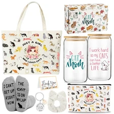 7 Pcs Cat Mom Gifts for Women Cat Lover Gifts for Pet Owner Best Cats Mom Eve...