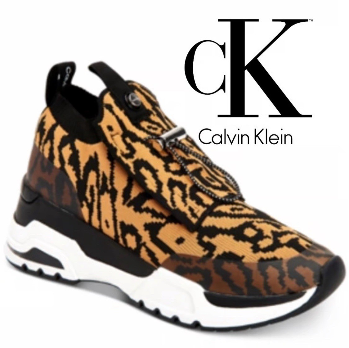 Calvin Klein Black and Brown Leopard  women’s Sneakers