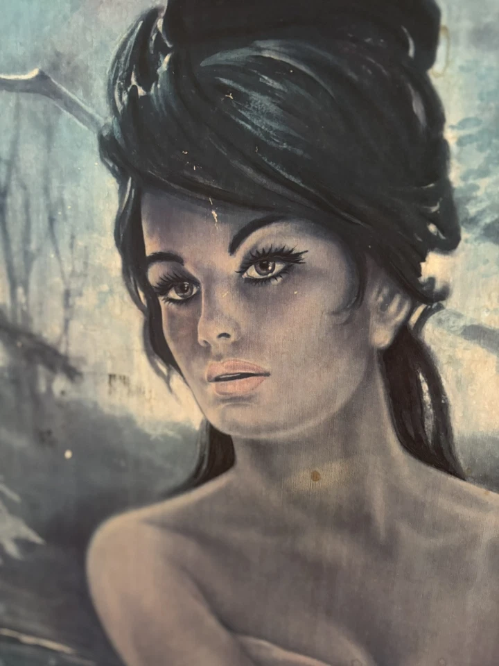 J H Lynch The Water Nymph 1960s Large Print original frame Kitch - Image 2 of 4