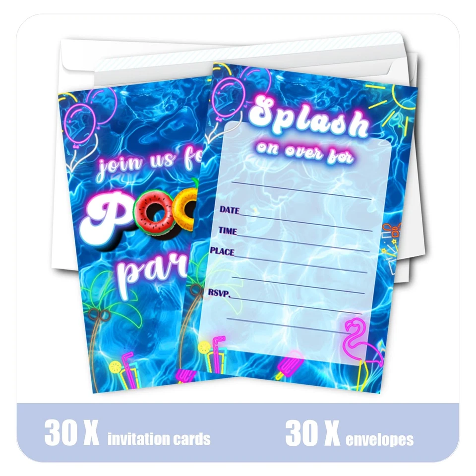 Verano Piscina Fiesta Invitaciones Piscina Cumpleaños Fiesta Invitaciones para Niños Niñas... Foto 2 de 4
