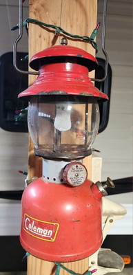 #ad Coleman red 1957 model 200A camping lantern made in usa $100.00