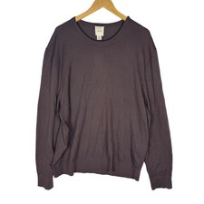 Calvin Klein Mens Extrafine Merino Wool Blend Crewneck Sweater Raisin XXL NEW
