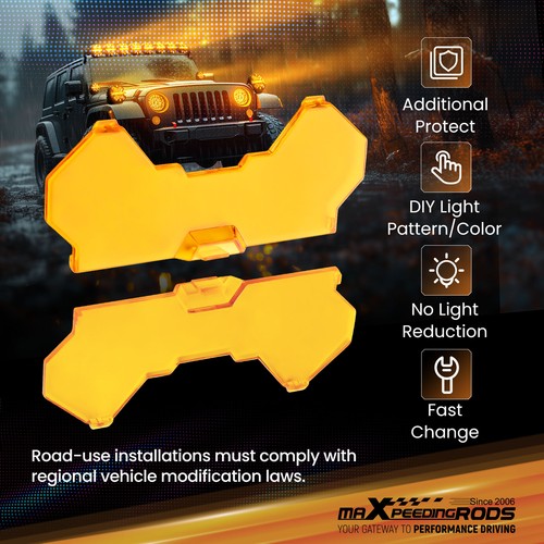 Square LED Light Guards For maXpeedingrods 5" Driving Lights Clear 4PCS Amber - Picture 6 of 20