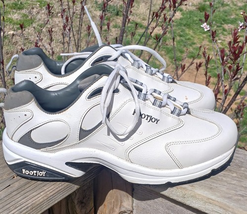 Footjoy Shoes Mens 10W Wide Greenjoys White Leather Golf Soft Cleats Spike - Picture 3 of 5