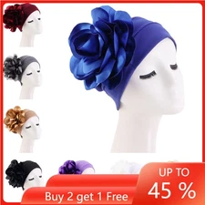 African Women Big Flower Hijab Chemo Caps Turban Muslim Head Wrap Beanies Bonnet
