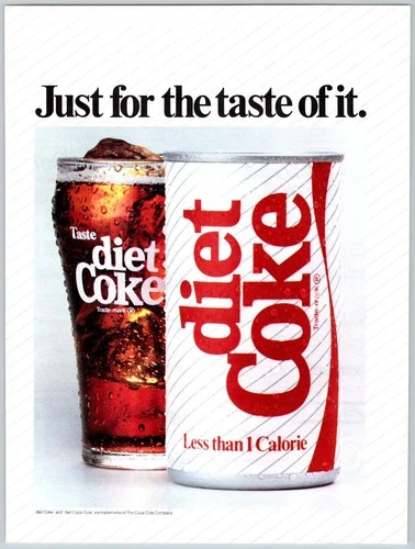 1983 DIET COKE Vintage 8"X11" Magazine Ad 1980's HTN60