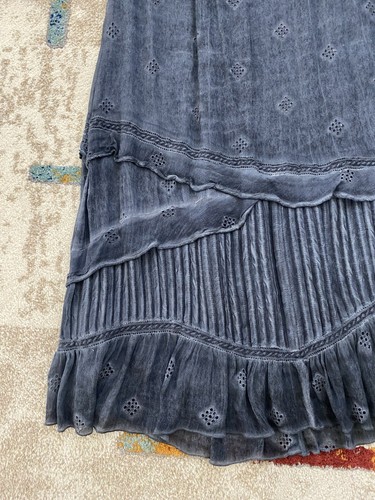 Soft Surroundings Denim Blue Lined Tiered Long Maxi Skirt Sz M - Picture 4 of 9