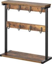 Coffee Mug Holder for Counter, 2 Tier Mug Tree Rack, with 8 Hook and 2 Open Shel