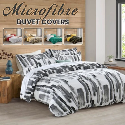 SUPREME TEXTILES Reversible Duvet Quilt Cover Bedding Set With Pillowcase Single Double King Size
