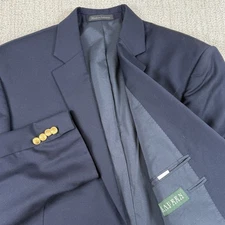 Lauren Ralph Lauren Mens 44R Blue 100% Wool Gold Button Blazer Sport Coat Jacket