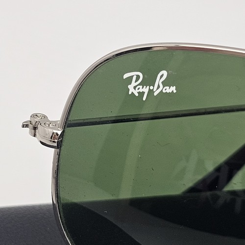 Ray-Ban Aviator Sunglasses Silver Coated Green Lense RB3025 UV Protection - Picture 4 of 20