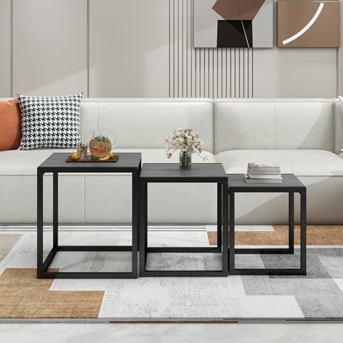 Nesting Table Set of 3 Side Tables, Modern Coffee Table Stacking End Table - Picture 3 of 8