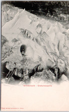Switzerland Bern Grindelwald Glacier Party Ice Cave Tunnel People 1908 Postcard