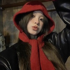 Women Knitted Scarf Hat Neckwarmer Hooded Knit Cape Shawl Winter Warm Hoodie