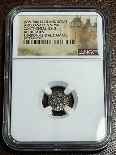 ANGLO-SAXON England 695-740 AD Continental Issue Silver Sceat S-790 NGC AU Det.