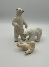 VTG Safari Ltd. Polar Bears Wildlife Animal Figures/3 1990 Standing Walking Cub