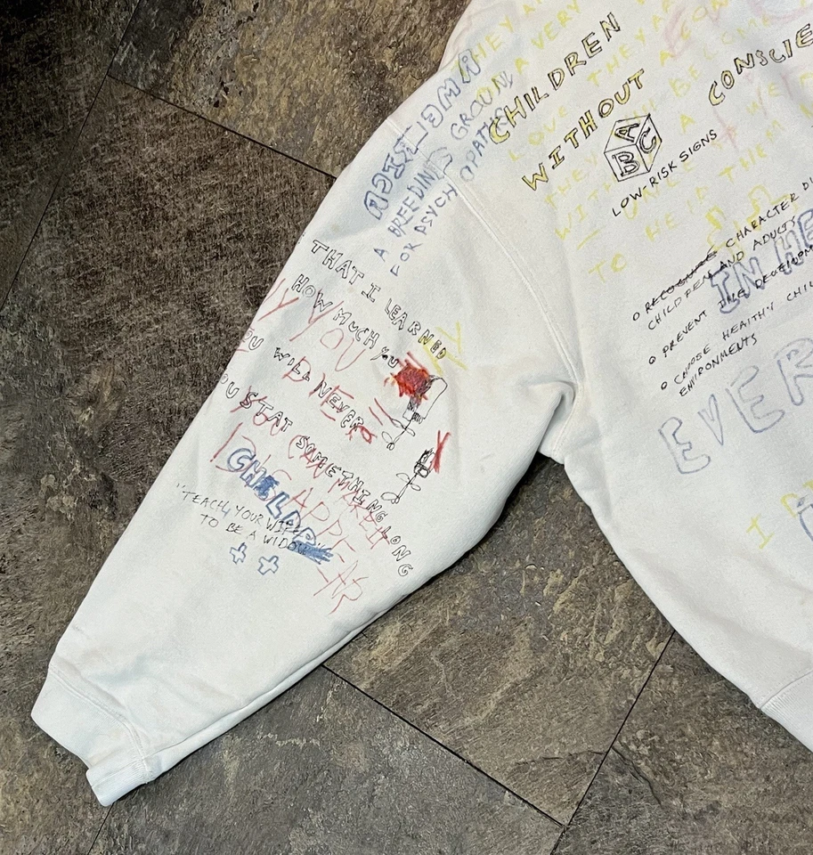 Felpa Uomo Yeezy Stagione 5 X Adidas Girocollo Graffiti Streetwear Taglia Large - Immagine 4 di 4