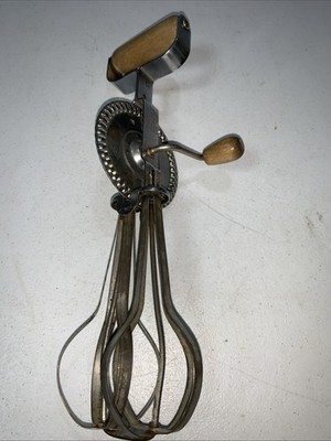 Vintage A&J EKCO High Speed Beater, With Original Wooden Handles, USA Stainless.