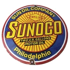 Vintage Sunoco Racing Sign - Gas Service Station Porcelain Pump Sign