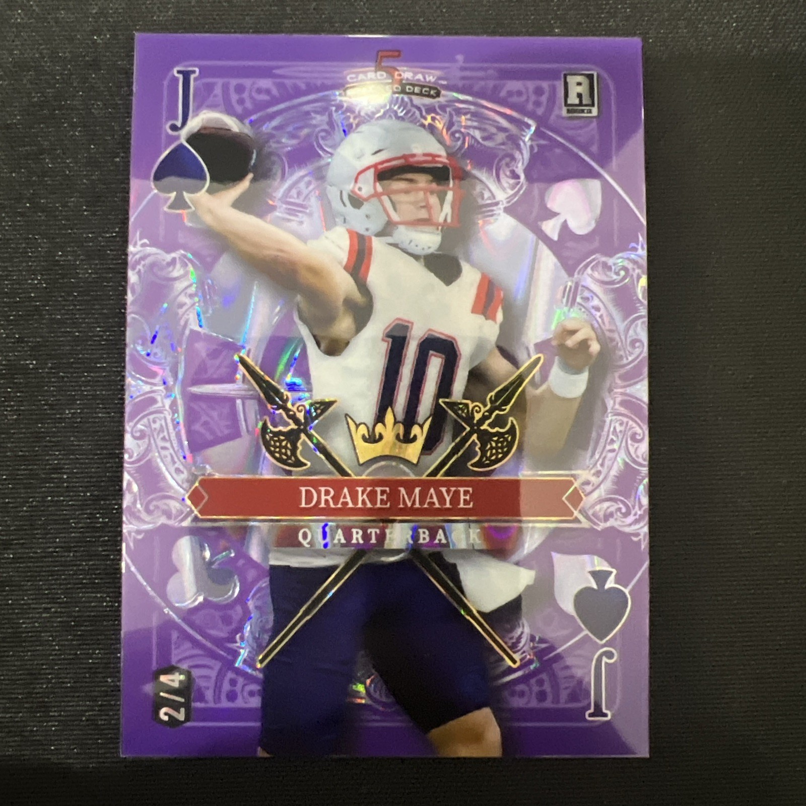 Drake Maye Wild Card 5 Card Draw Stacked Deck Single Ace Promo #DMN Diamond-Rainbow Foil-Purple