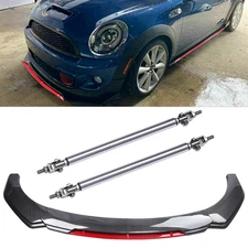 Front Bumper Lip Spoiler Splitter Strut Rods Carbon Fiber For Mini Cooper