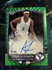 2025-26 Bowman AJ Dybantsa Chrome Auto Green Geometric Refractor #/99 Autograph