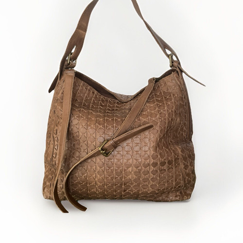 Valentina braune geflochtene Leder große Hobo Schulter Handtasche Italien Umhängetasche - Bild 1 von 13