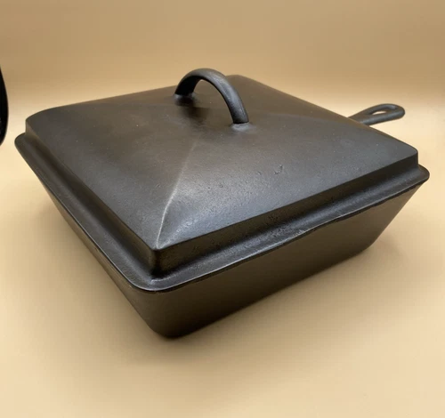 Vintage Wagner Ware Sydney Cast Iron Square Chicken Fryer 1400 With Lid