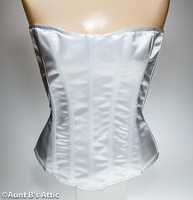 Corset White Poly Satin Over Bust Boned Laced Back Costume Accessory
