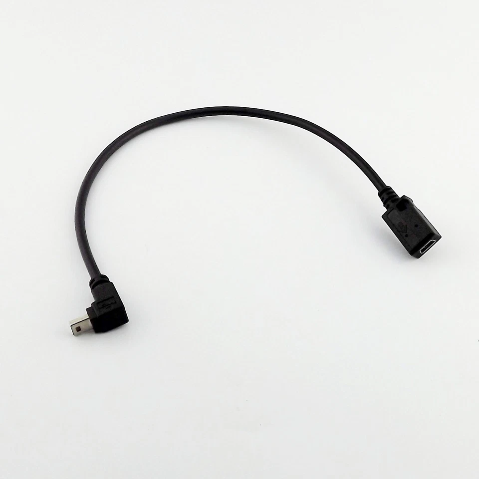 10pcs Mini USB 5 Pin Female To Male Down Angle Extension Data Adapter Lead Cable - Image 2 of 4