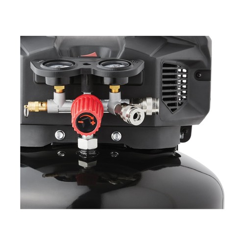 Compressore Aria Pancake Pompa Senza Olio 6 Galloni 150 PSI 2 Accoppiatori Universali Nero - Foto 5 di 8