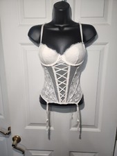 Victoria Secret White Angelic Lace Mesh Corset Size Small
