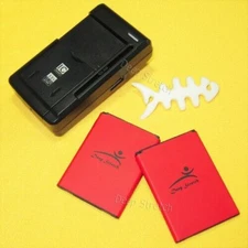 Long Endurance 2x 2980mAh Extended Slim Battery Charger for LG Optimus L70 MS323
