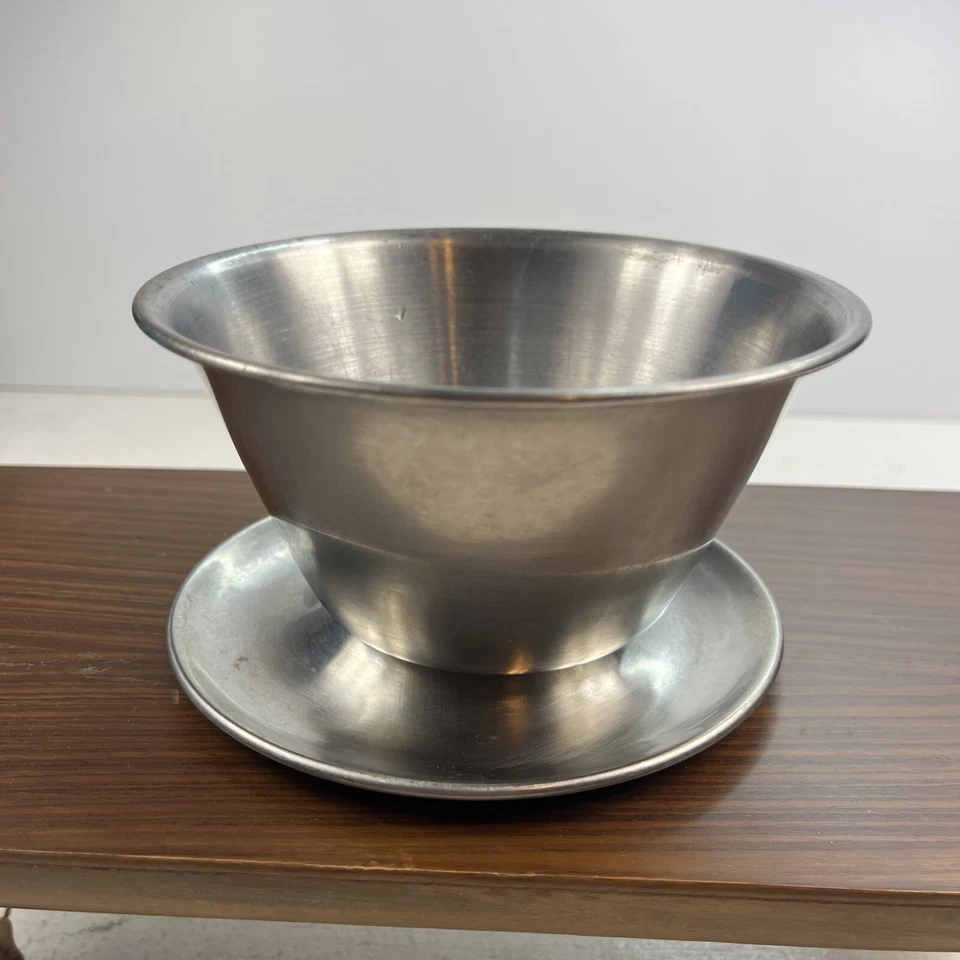 Vintage Leonard Stainless Steel Korea. Sauce Bowl With Attached Plate. - Image 2 of 4