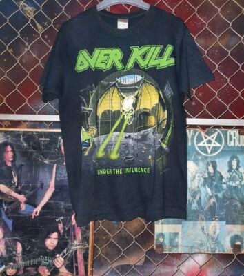 Overkill band Under The Influence Albums 90s Black T shirt Reprint NH13173