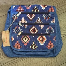 Canyon Sky Womens Traveler Crossbody Bag Blue Southwest Aztec