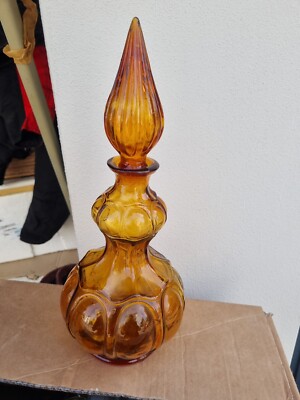 Amberina Empoli Genie Flasche Art Glass italienischer Dekanter Bottle Decanter