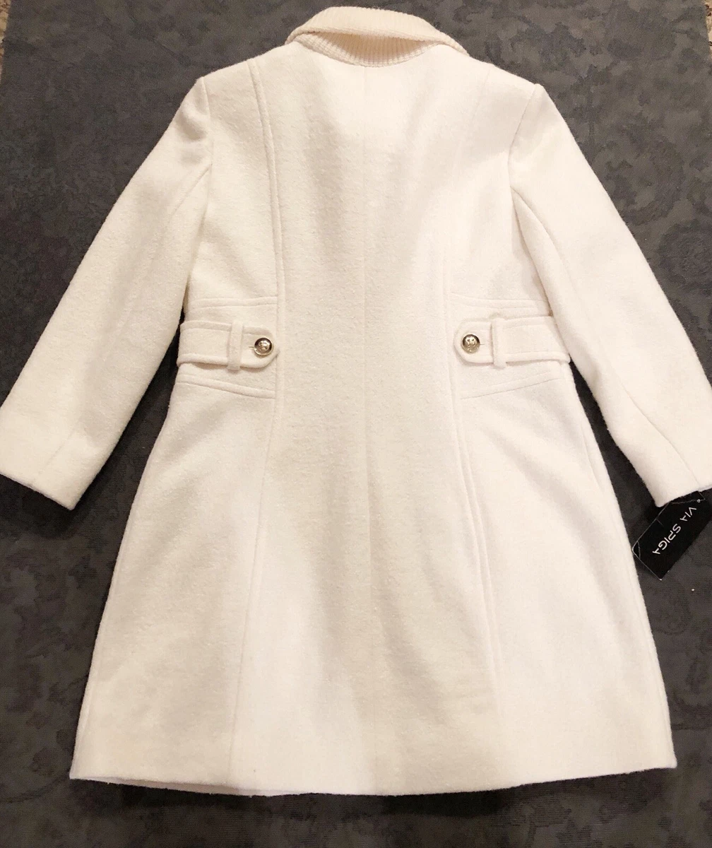 Via Spiga Exaggerated Collar Wool Blend Coat Women s White 14 eBay
