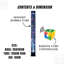 Bubble Light Tube Colour Changing & 10 Plastic Fish 120cm w/ Remote Cube Control