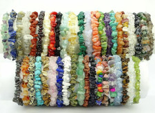 5-8mm Natural Multicolor Gravel Gemstone Chip Beads Stretch Bracelet 7.5"
